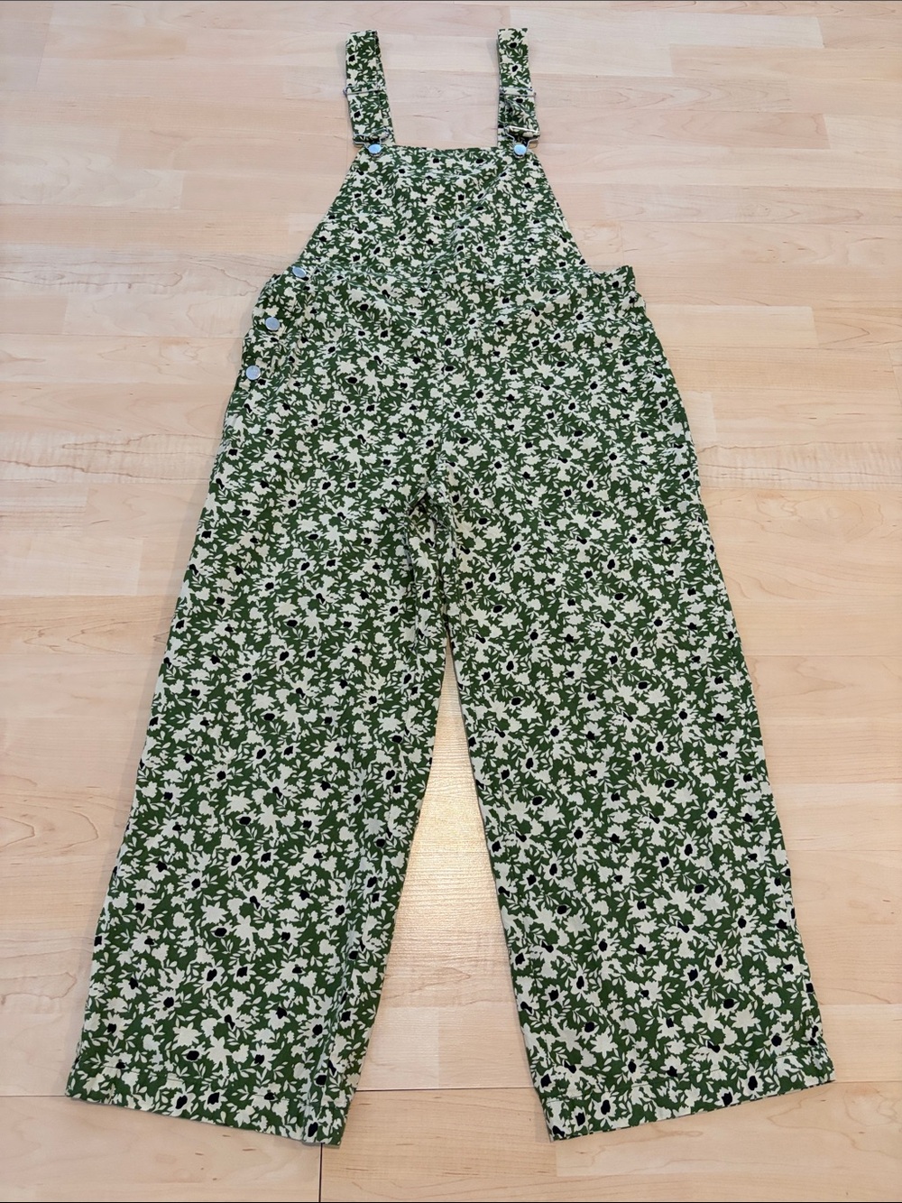 Zara Floral Farmhouse Wide Leg Overalls Jumpsuit Size M